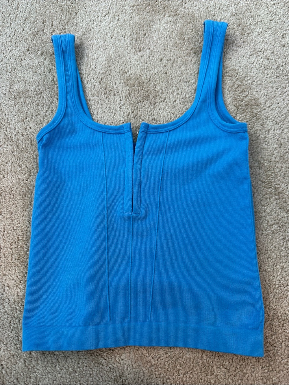 Blue Ribbed Crop Top